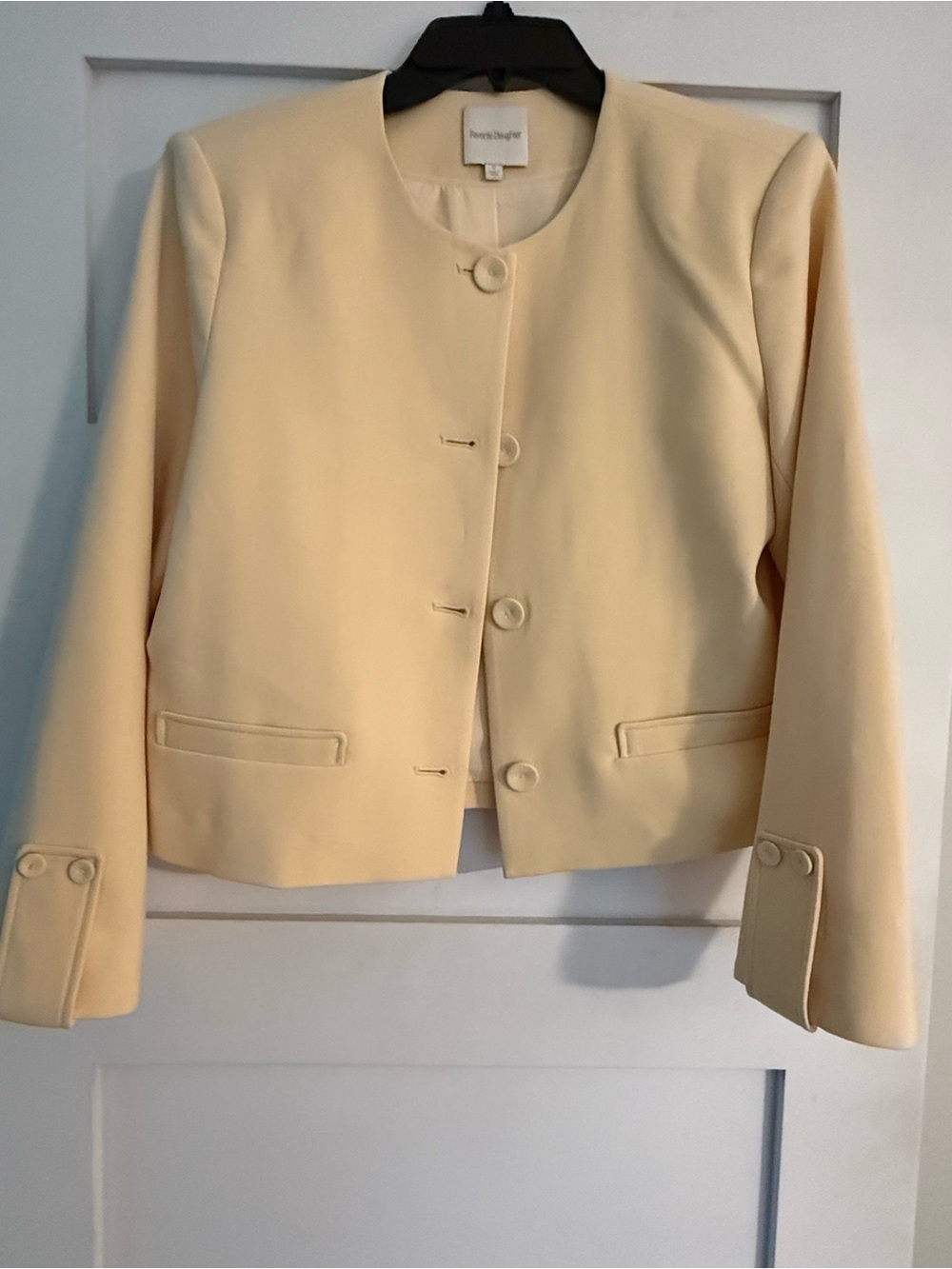 Favorite Daughter Cream Collarless Button Blazer